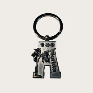 Florida "A" Initial Keychain Keyring Palm Tree Travel Vacation Destination